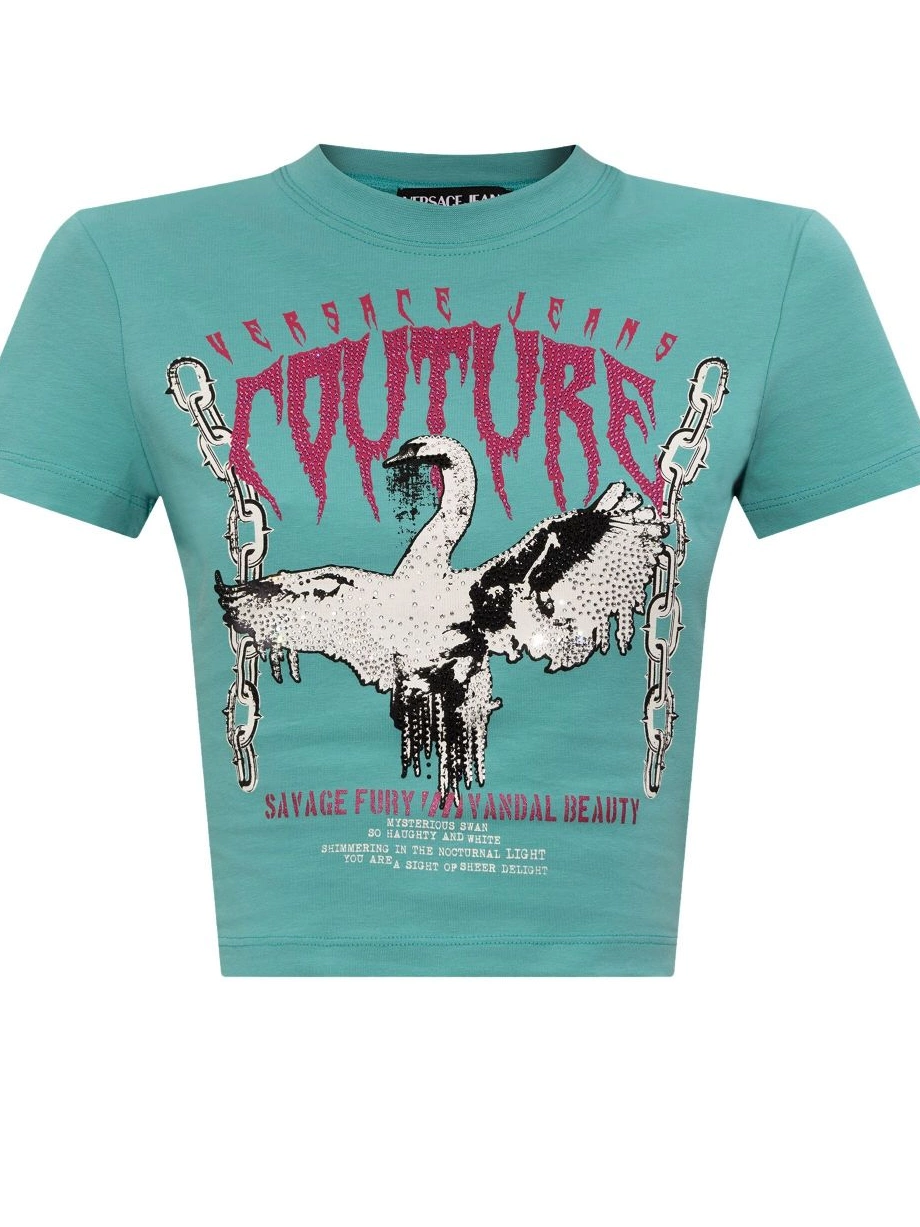 Affordable Couture Swan Women T-shirt Chain Versace Jeans 0801